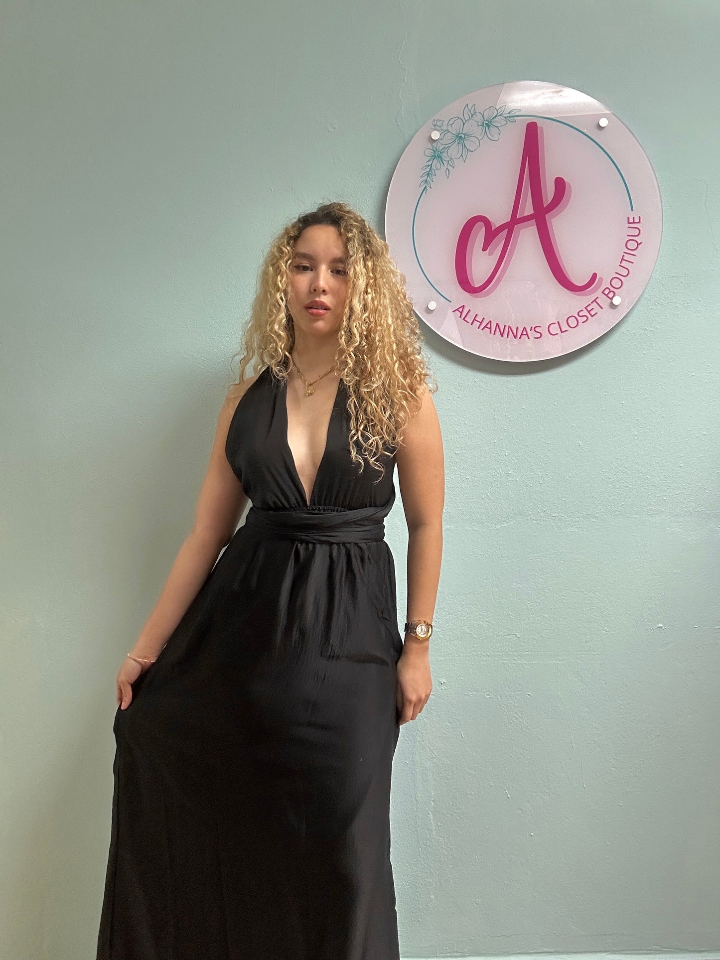 Black wraparound dress