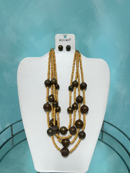 Cocoa sunrise necklace and earrings