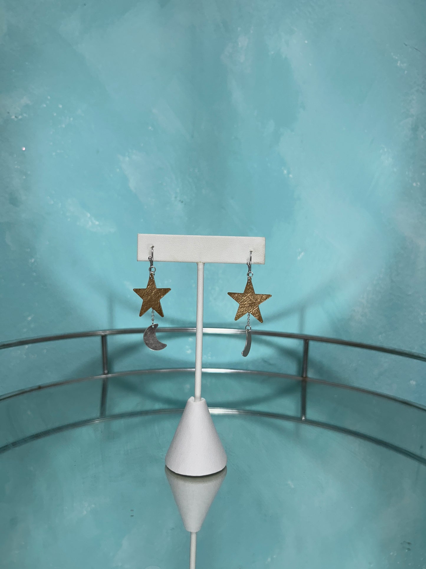 Silver and gold moon and star