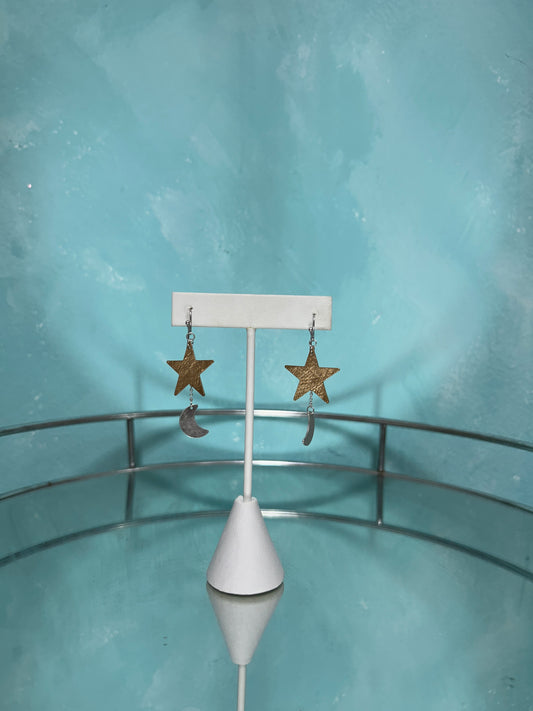 Silver and gold moon and star