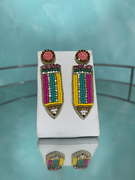 Beaded pencil earrings