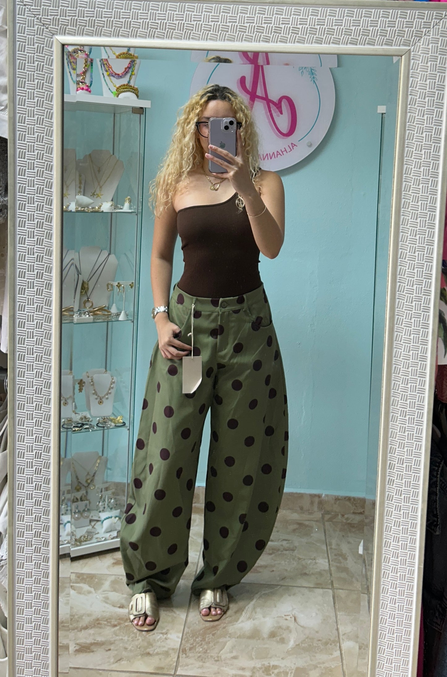Olive barrel pants
