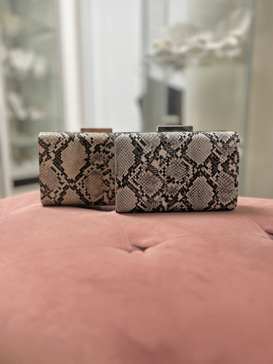 Snake print clutch