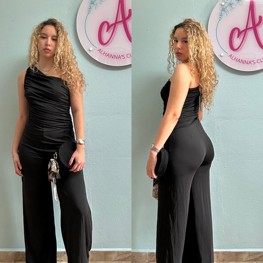 One shoulder spandex jumpsuit
