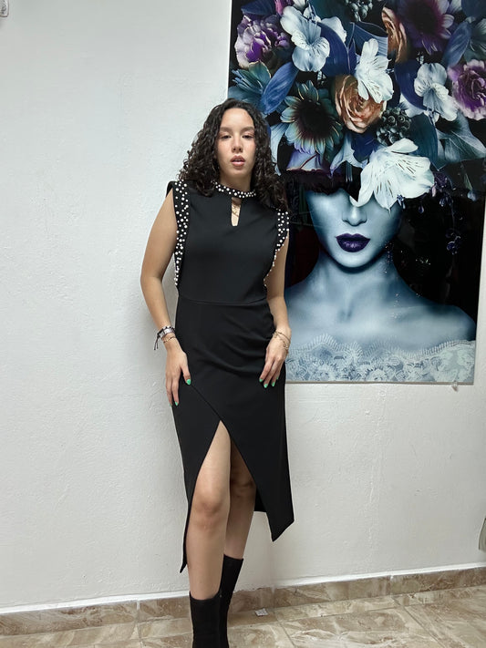 GRACIA Pearl Slit Dress