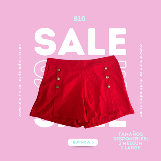 Red Gold Button Shorts