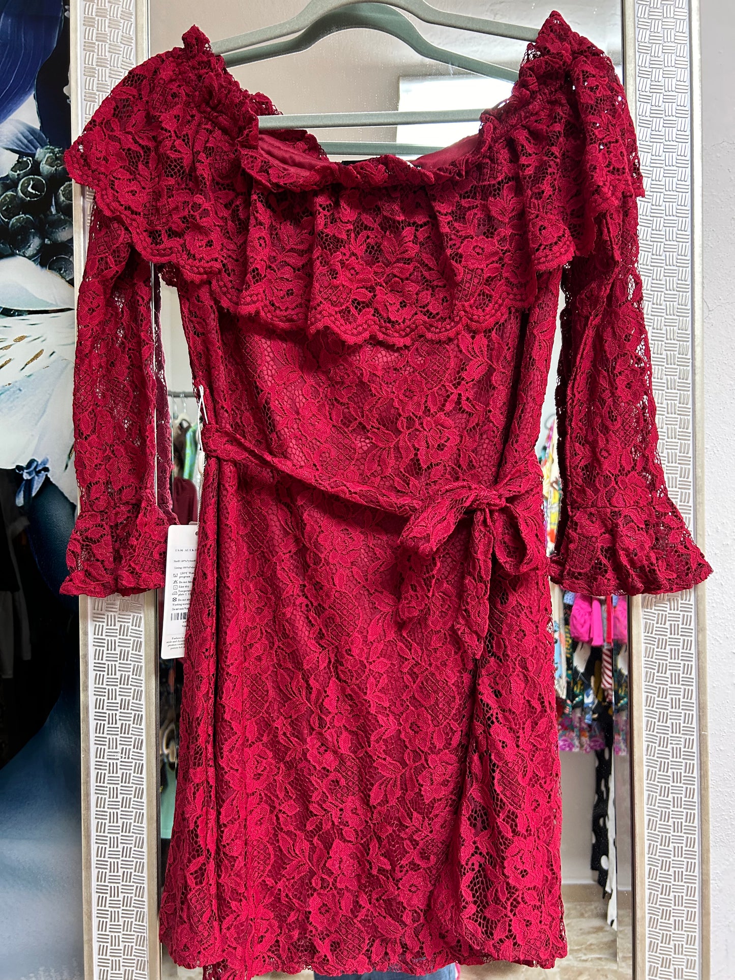 Red lace dress