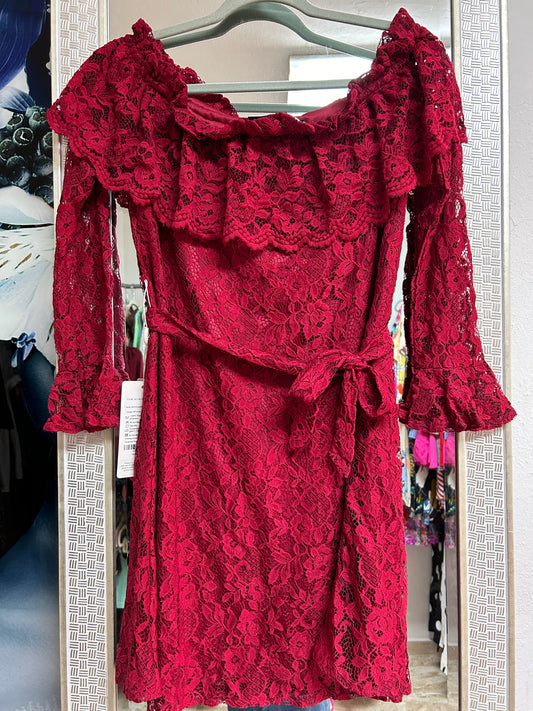 Red lace dress