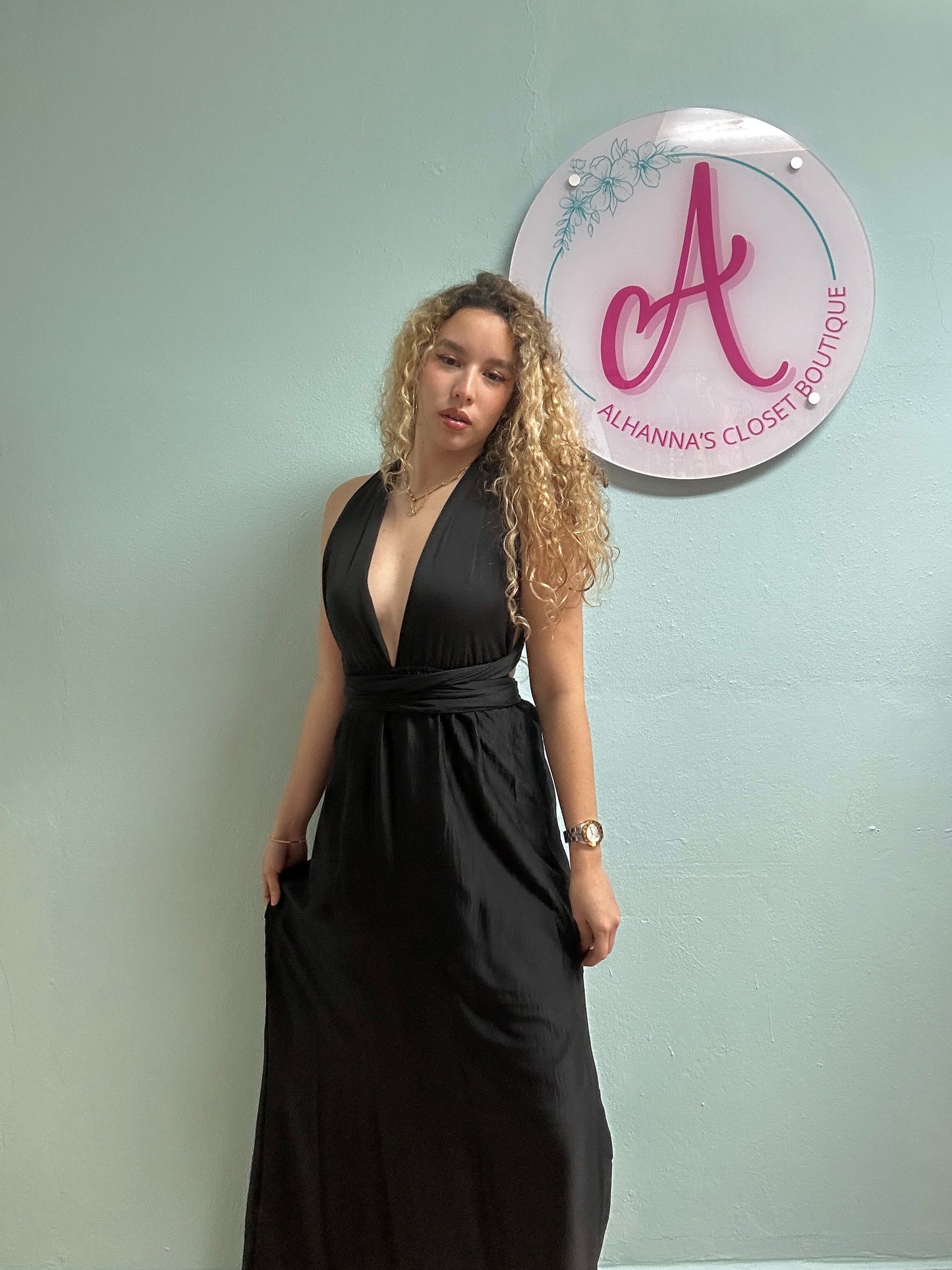 Black wraparound dress