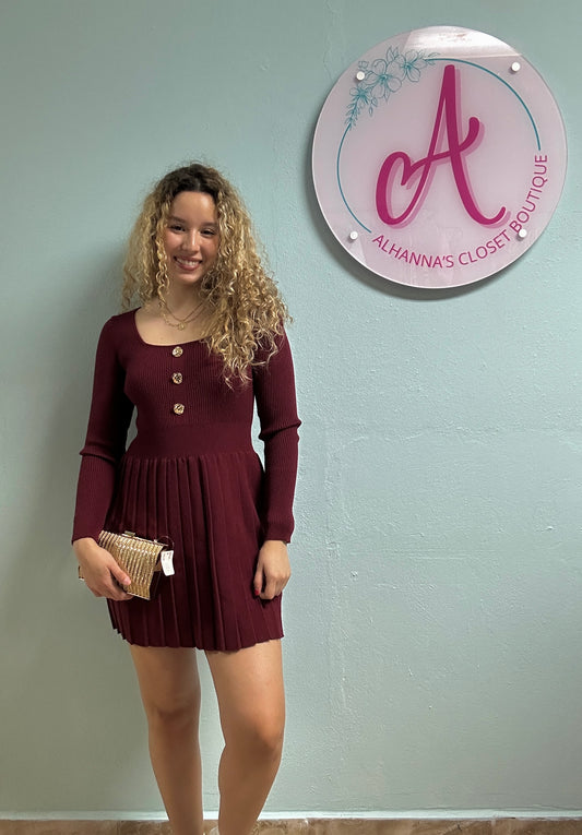 BURGUNDY SWEATER DRESS