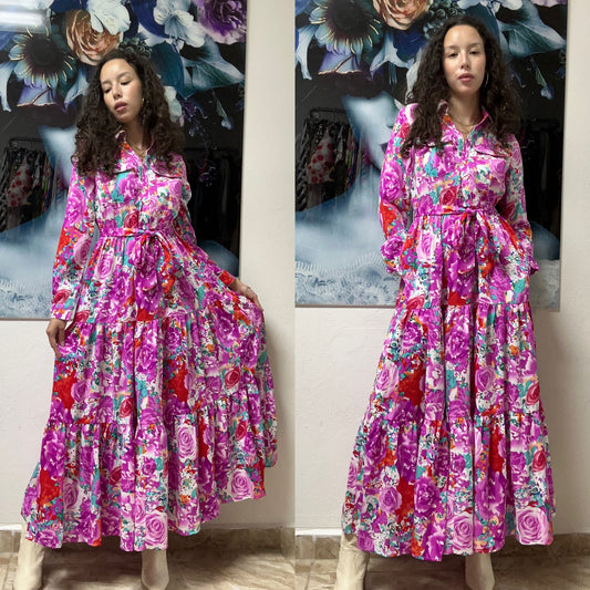 MAGENTA PRINT DRESS