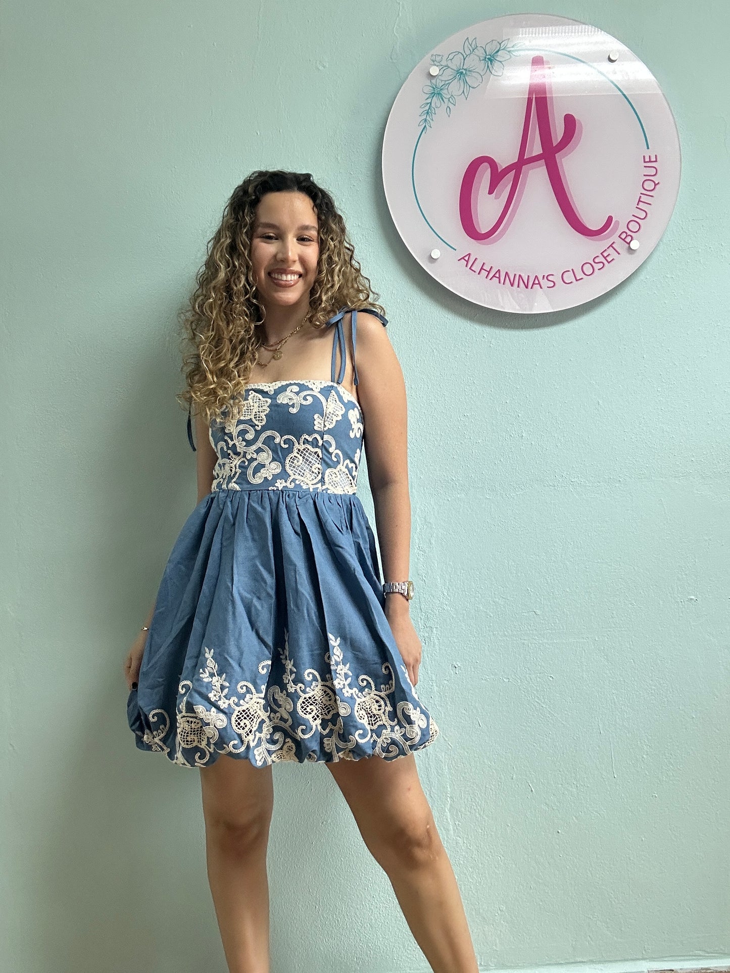 Blue Blossom Lace Dress