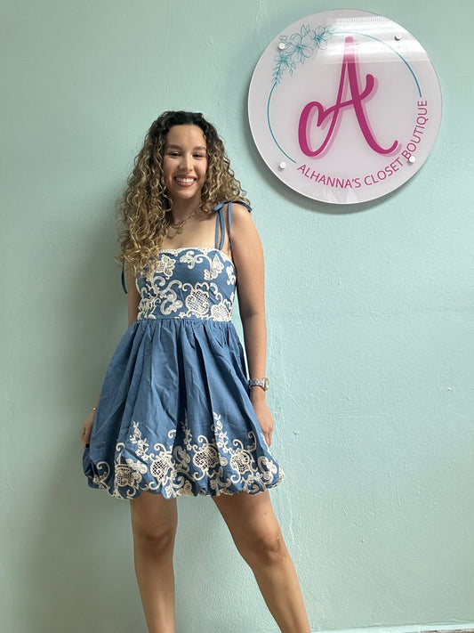 Blue Blossom Lace Dress