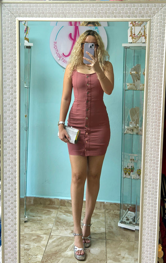 Rosé button up dress