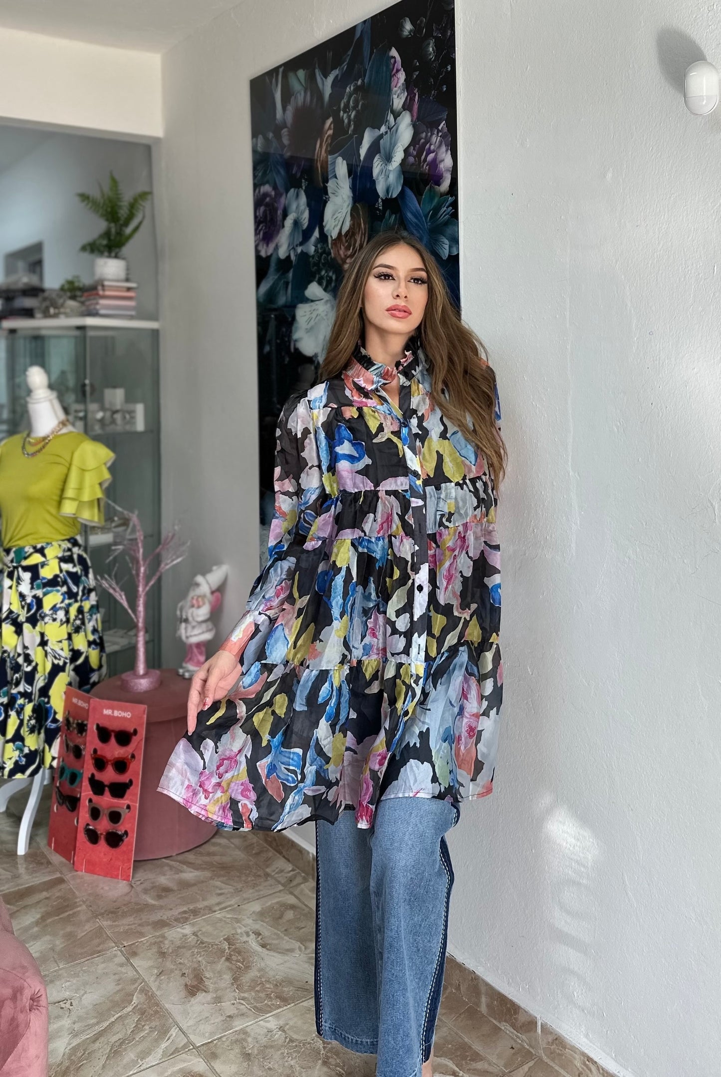 NANCY BLUE BUTTON UP DRESS