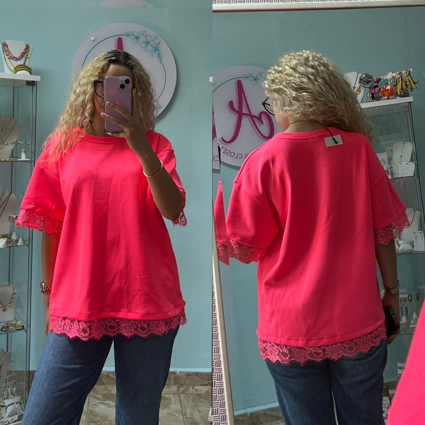 Neon lace top