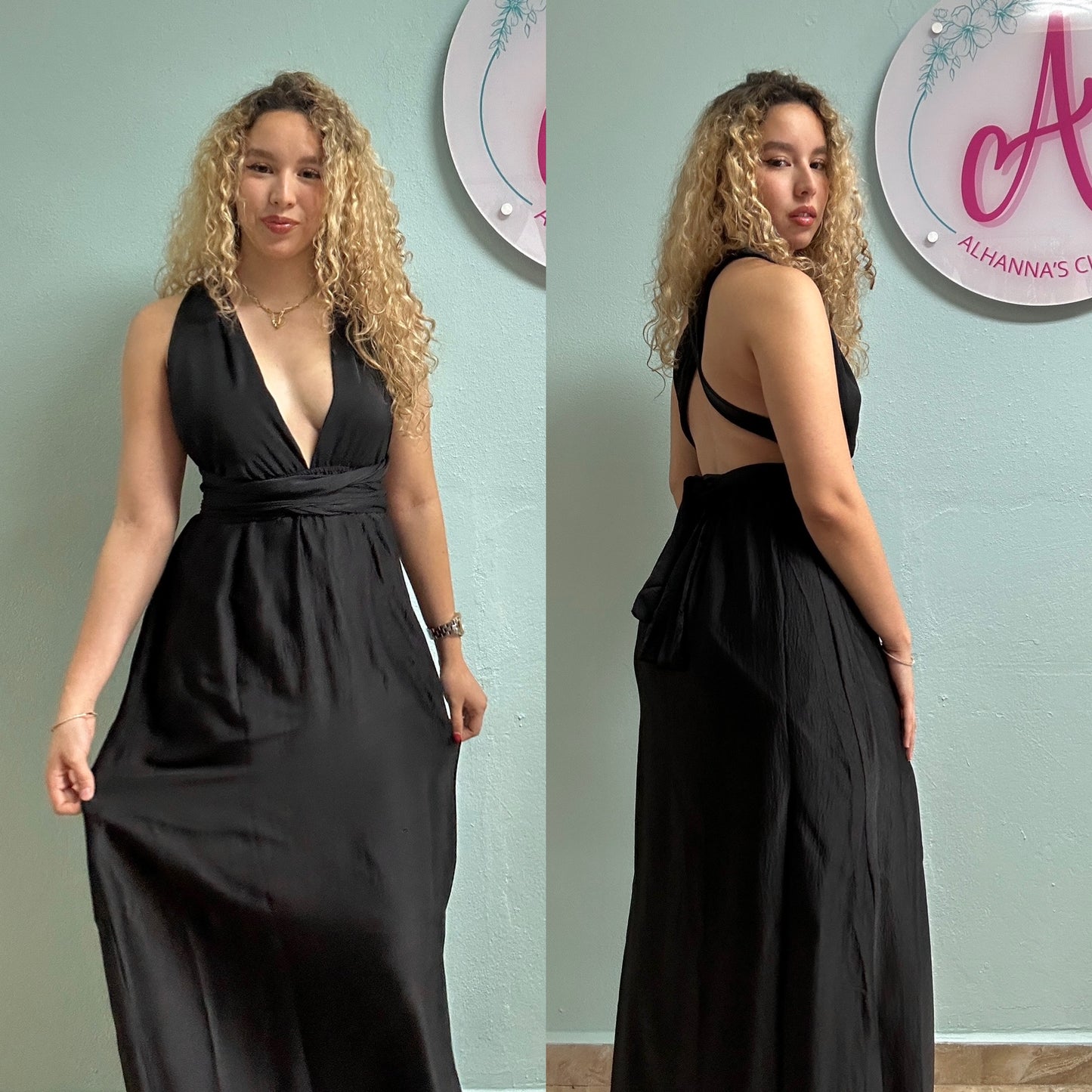 Black wraparound dress