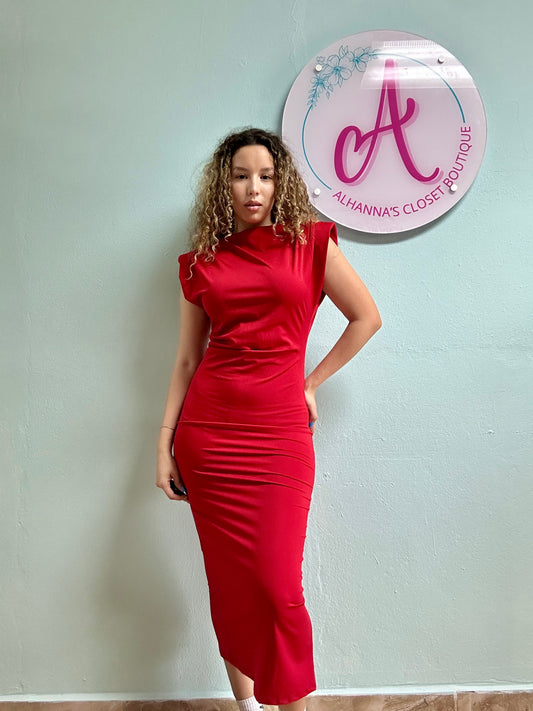 Plain red dress