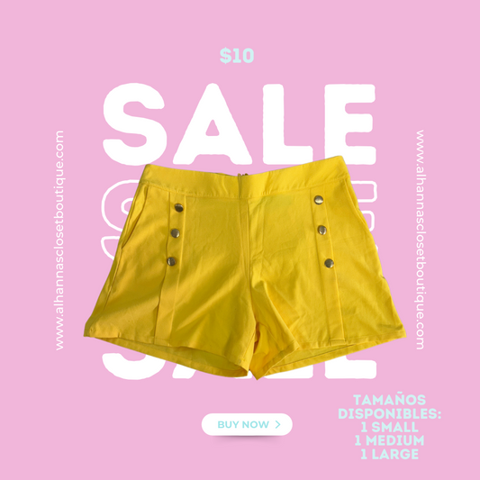 Yellow Gold Button Shorts