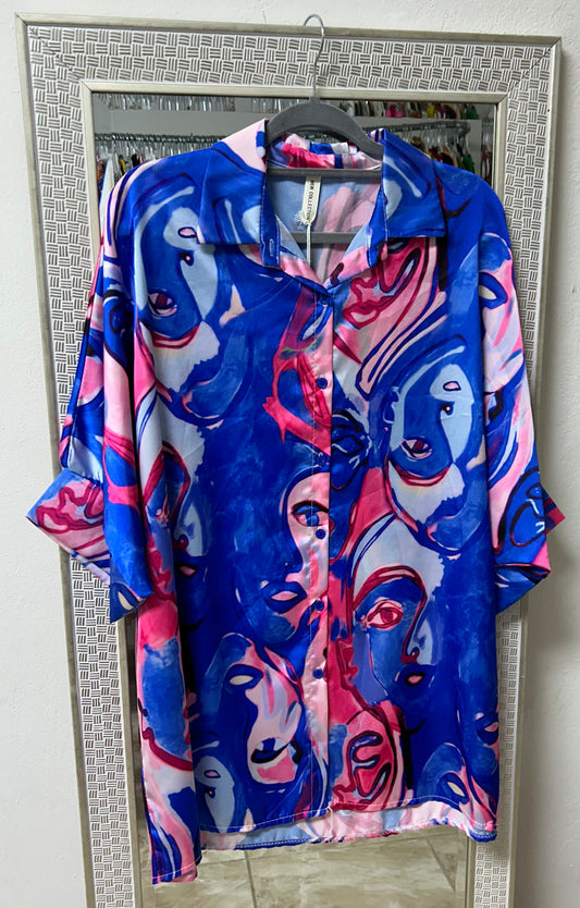 BLUSÓN AZUL Y ROSA
