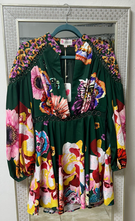 GREEN FLOWER DRESS