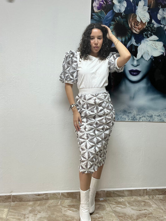 Gracia White & Silver Set