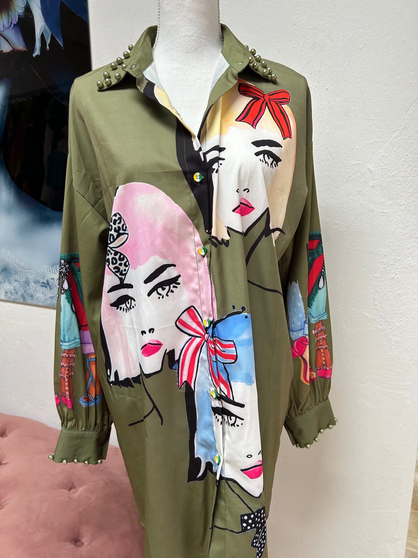 Olive dress/blusón