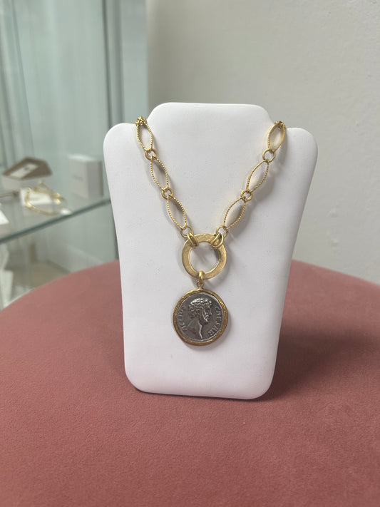 LÂLE SILVER AND GOLD COIN NECKLACE