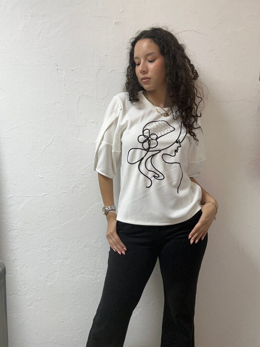 GRACIA WHITE DETAILED TOP
