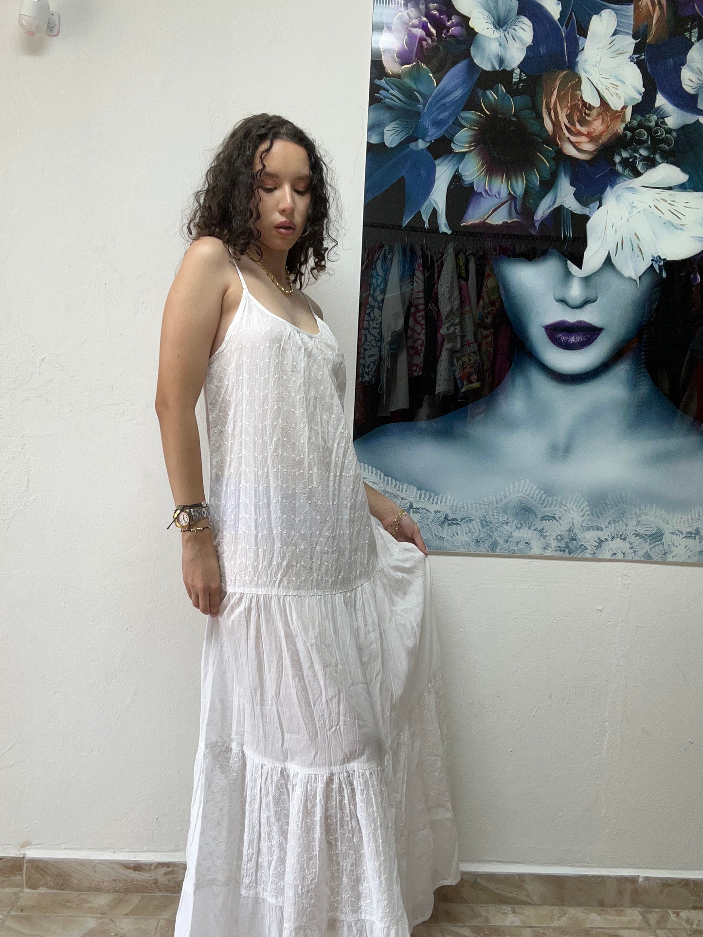 Lace detail maxi dress