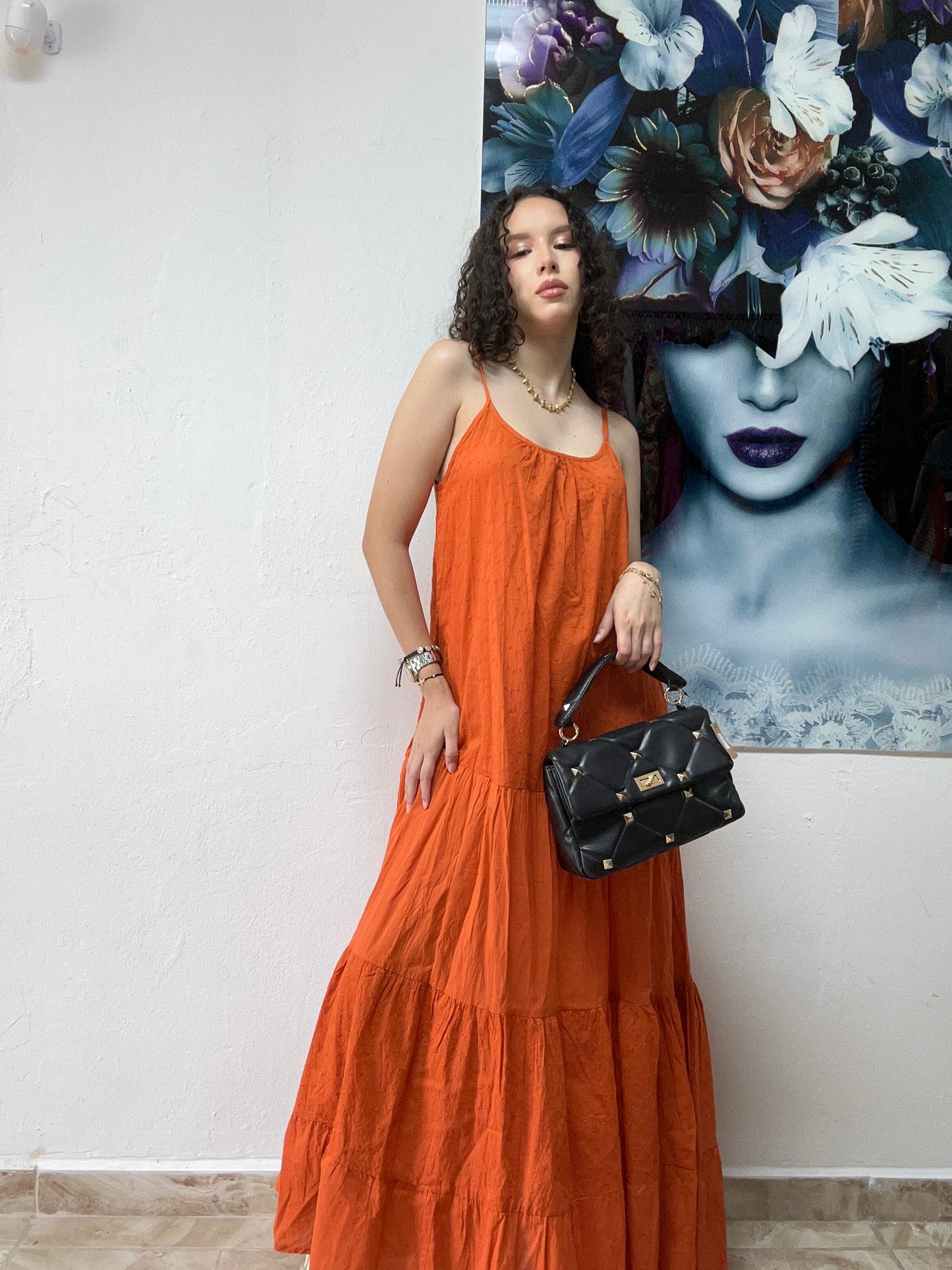 Lace detail maxi dress