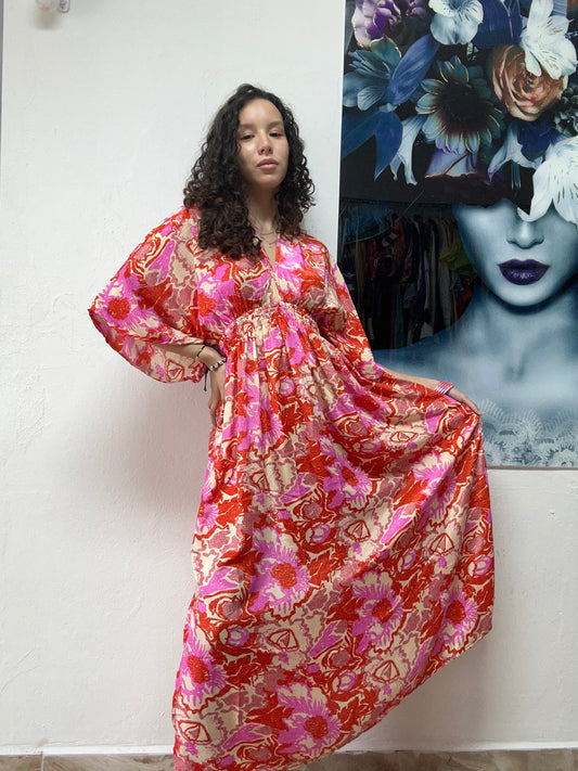 V Cut Flower Dress