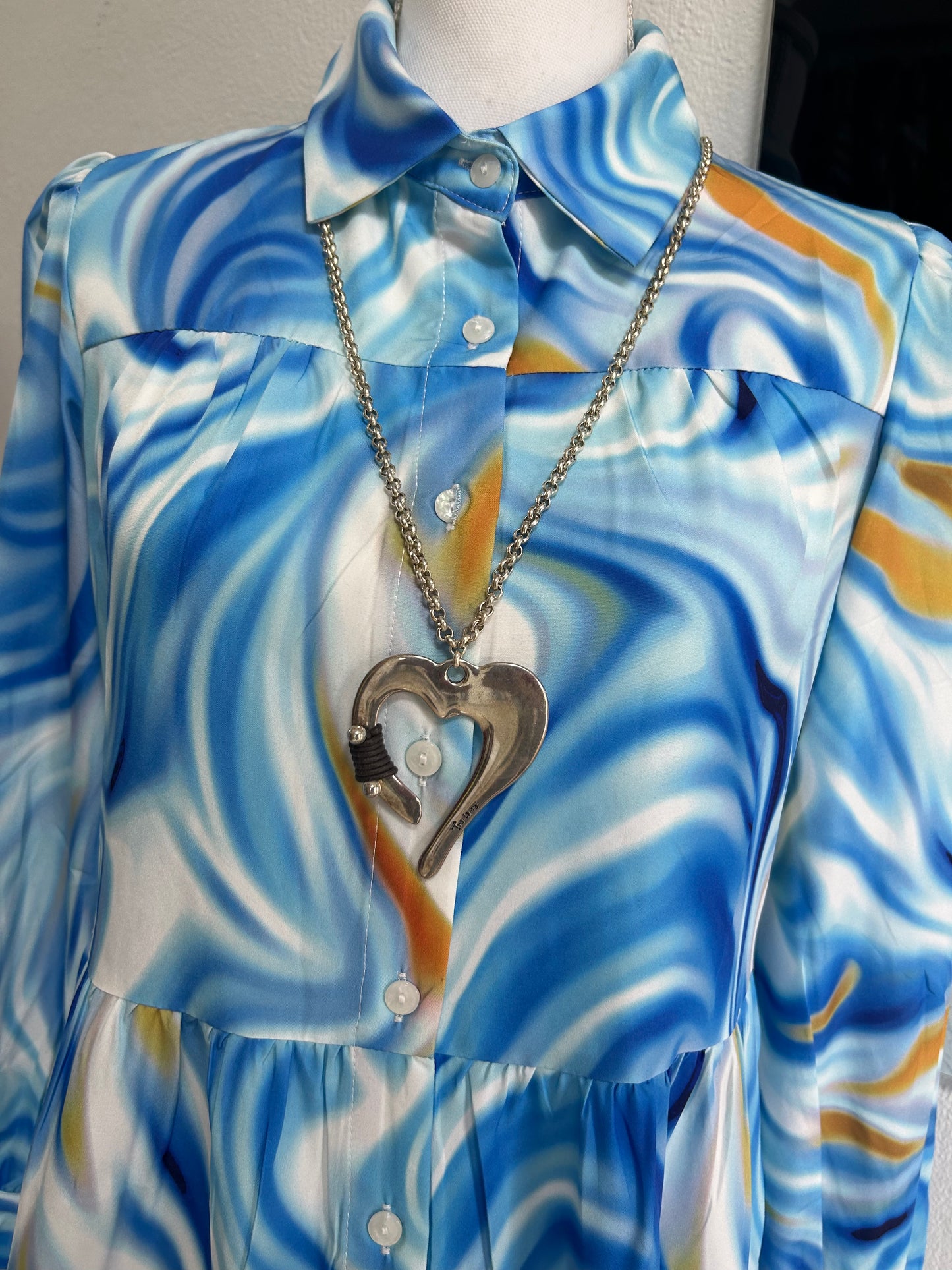 Tra la ra leather detail heart necklace