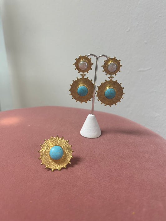 Blue Marbel Jewelry Set