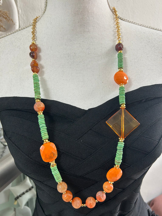 Lále Orange and Green Necklace