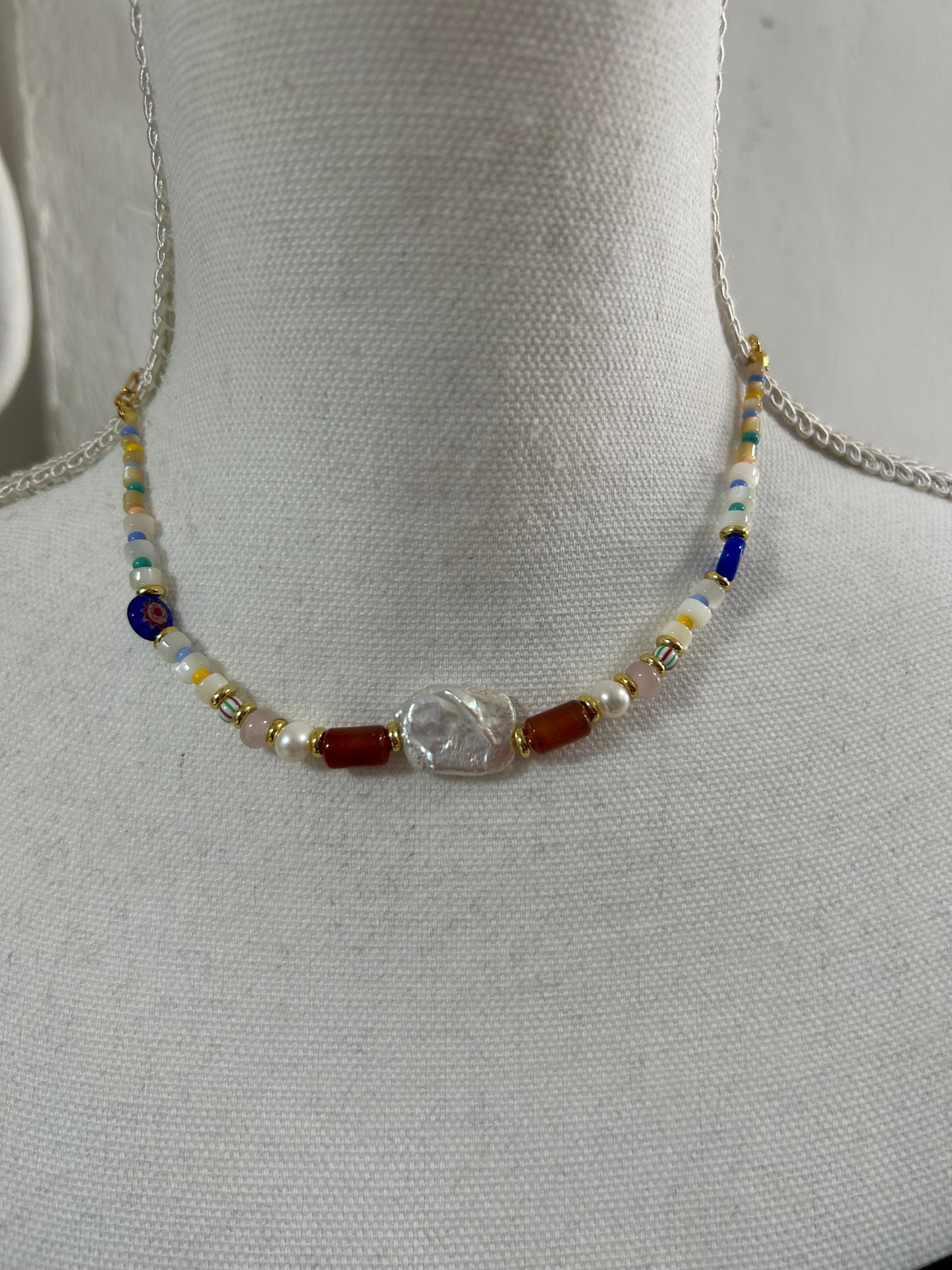 Lále Orange Beaded Necklace