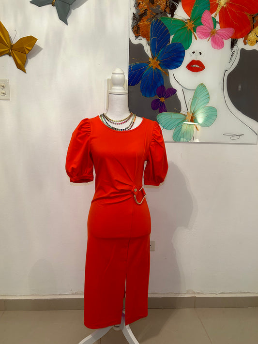 GRACIA Orange Chain Dress