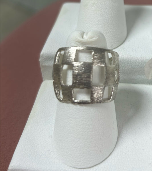 Checkered Silver Ring