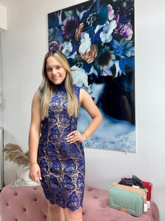 GRACIA NAVY AND GOLD DRESS