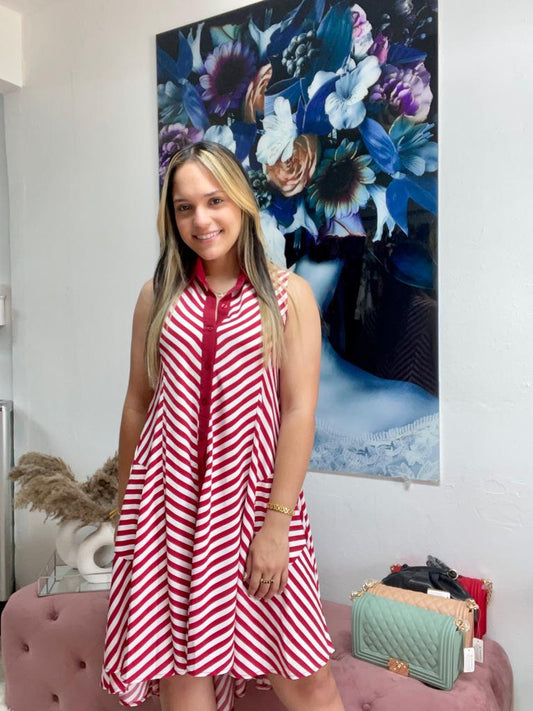 GRACIA RED PATTERN DRESS