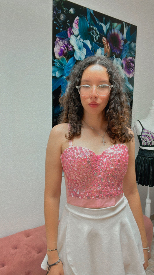 PINK RHINESTONE BUSTIER