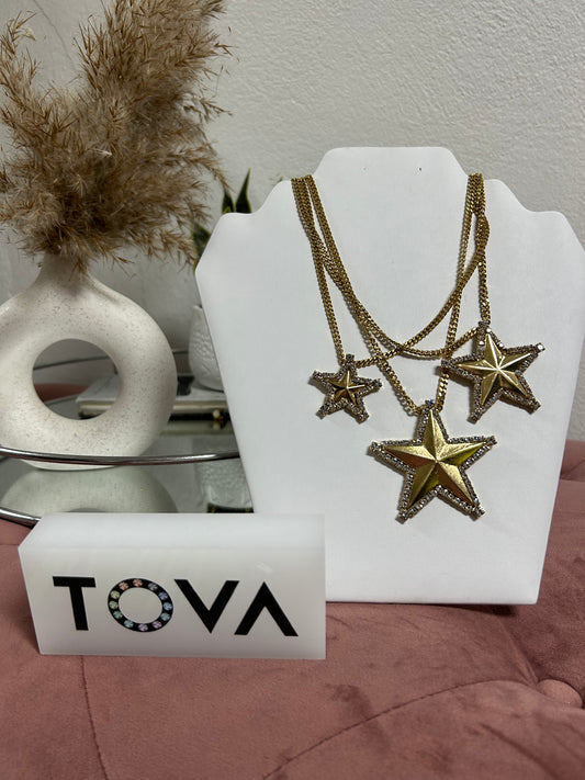 TOVA LAYERED GOLD STARS NECKLACE