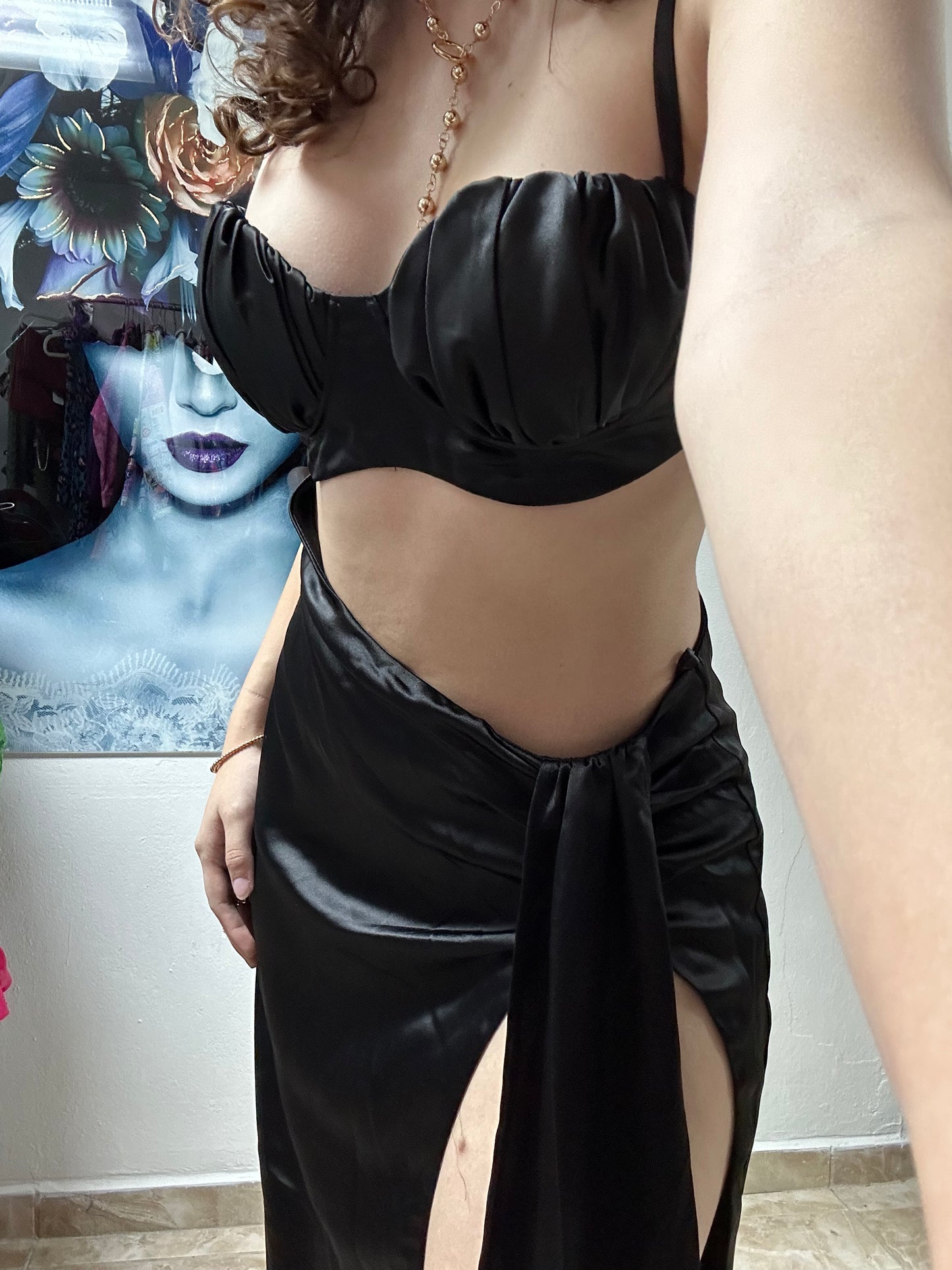 BLACK SATIN DRESS