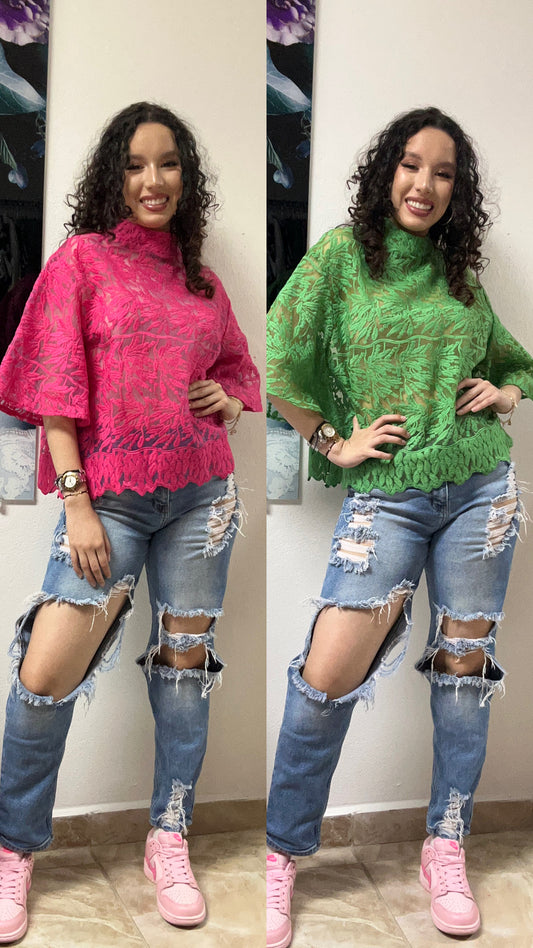 Leaf top pink/green