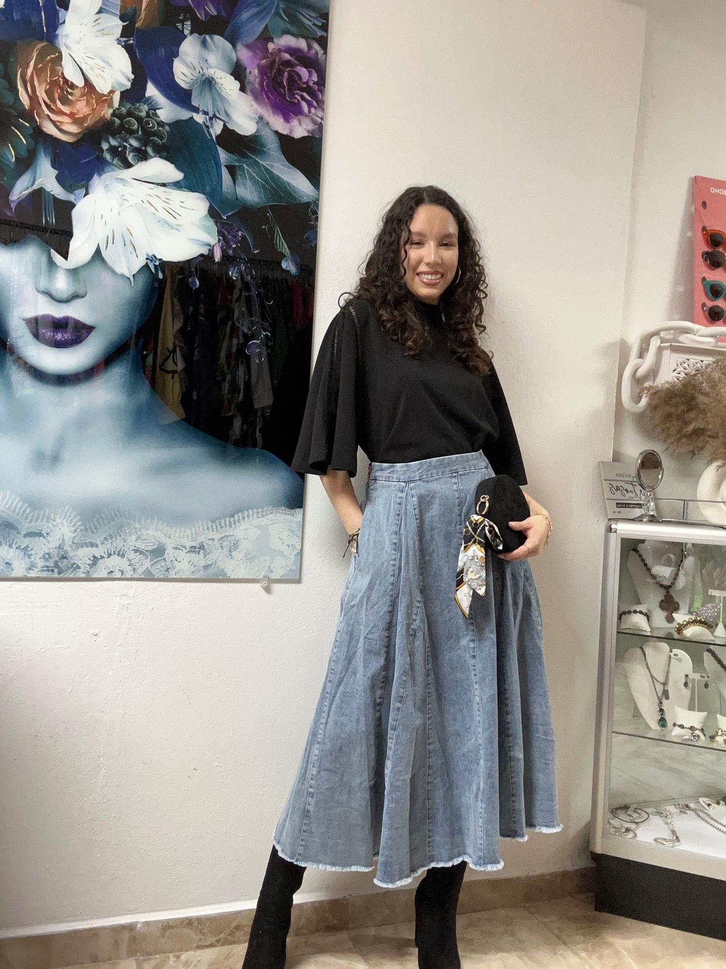 Jean maxi skirt